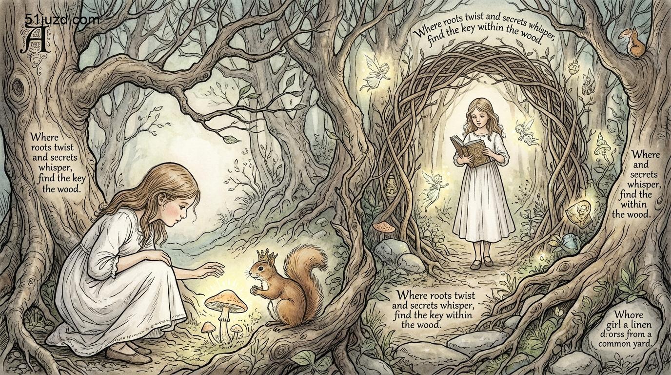 AI生成儿童绘本插画教程:将真实女孩照片转化为两张连贯的、极具艺术感的复古绘本插画场景展示。