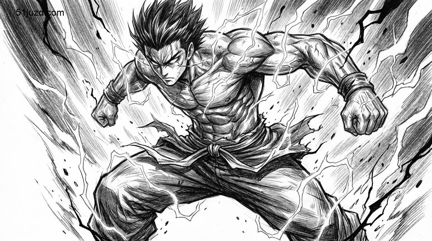 AI铅笔画漫画肌肉男提示词：写实肌肉线条漫画铅笔画效果图