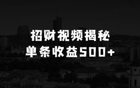 招财视频大揭秘：单条视频收益500+，小众赛道也能挣翻天!