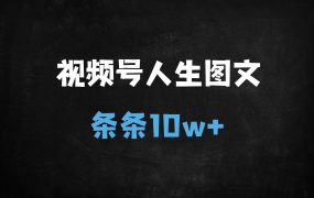 ﻿视频号新风口：人生感悟图文赛道爆款秘籍，5分钟制作10W+播放量视频（附完整教程）