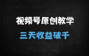 ﻿视频号冷门赛道3天起号实操：原创内容+精准变现，日入1000+保姆级教程