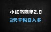 ﻿小红书商单2.0新玩法：3天破千粉，单日多单变现攻略（新手必看）