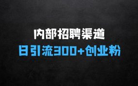 ﻿内部招聘渠道日引流300+创业粉，加爆你的微信【揭秘】的实战指南