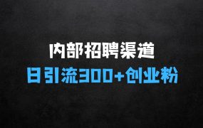 ﻿内部招聘渠道日引流300+创业粉，加爆你的微信【揭秘】的实战指南