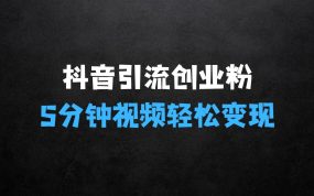 ﻿最新抖音引流创业粉玩法前置：5分钟一个视频，轻松变现附带详细变现思路【揭秘】