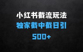 ﻿最新小红书截流玩法：独家截中截单号成本几块钱日引500+CY粉JZ粉