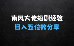日入五位数的南风大佬分享做短剧经验:介绍