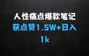 ﻿利用人性的痛点，打造爆款笔记，获得点赞超过1.5W+，日入1k【揭秘】