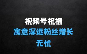 寓意深远的视频号祝福粉丝增长无忧，带货效果事半功倍，日入多张【揭秘】