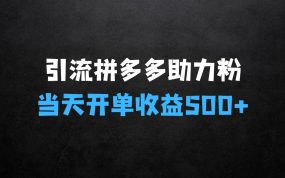 ﻿有什么赚钱的生意，三种方式引流拼多多助力粉，小白当天开单，最快变现，最低成本，最高回报，适合0基础，当日轻松收益500+