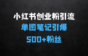 ﻿小红书创业粉引流神玩法，如何在单图笔记中引爆500+精准创业粉丝