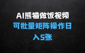 ﻿AI制作熊猫做饭视频，可批量矩阵操作，多种变现方式日入5张：制作大熊猫做饭视频秘籍