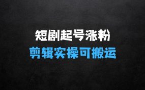 ﻿小生意什么最赚钱：短剧起号涨粉，利用影视剧起号剪辑实操课可搬运