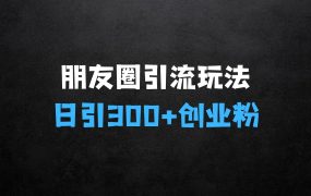 ﻿朋友圈小众玩法引流创业粉，小白也能打爆创业粉，日引300+精准创业粉【揭秘】