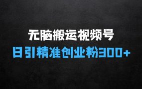﻿无脑搬运视频号可批量复制，新手即可操作，日引精准创业粉300+，月变现过W【揭秘】