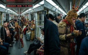 创意视觉方案：神话人物“挤”北京地铁提示词，打造自媒体爆款图文攻略