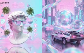 蒸汽波拼贴艺术海报：自媒体一键生成高质感视觉设计方案