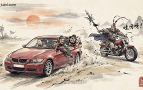 爆款幽默水墨风：一键生成“三英飙车战吕布”趣味插画，自媒体差异化获客方案