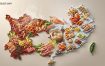 创意美食中国地图海报：各省特色食物版图AI提示词，自媒体爆款视觉方案