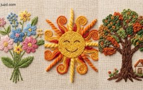 手工刺绣插画AI生成方案：自媒体与电商快速打造质感视觉，零基础复刻亚麻缝线肌理变现