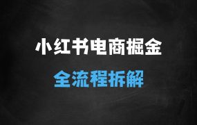 ﻿小红书电商掘金课，小红书电商项目玩法全流程拆解