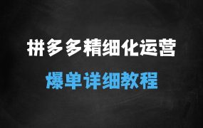 ﻿拼多多精细化运营店铺01，从零起步到爆单详细教程